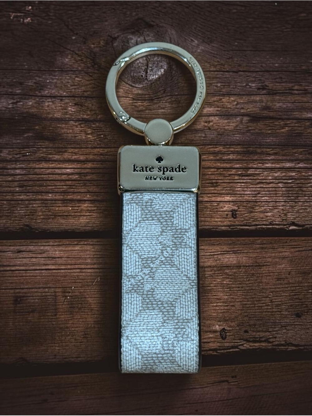 Kate Spade Signature Spade Flower Keyfob Bag Charm Dark Beige Multi